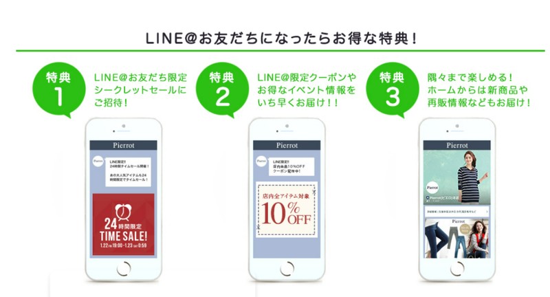 PierrotのLINE公式のクーポン