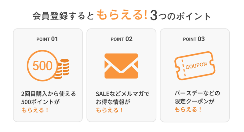 新規会員登録するだけでもらえるクーポン