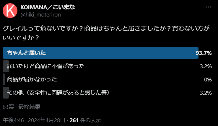 グレイルについてのアンケート結果