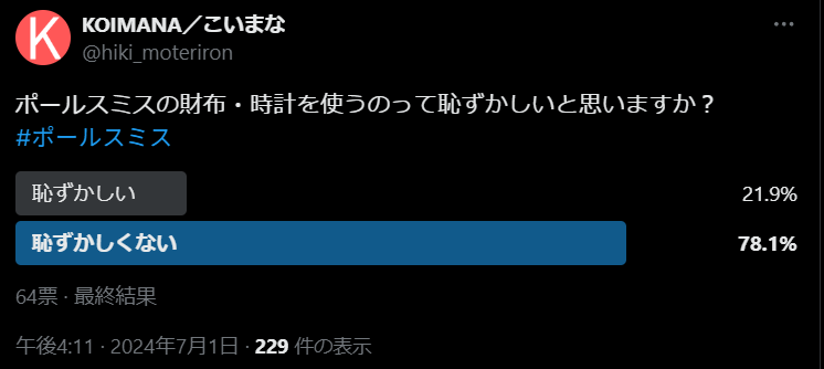 ポールスミスの財布・時計についてのアンケート結果