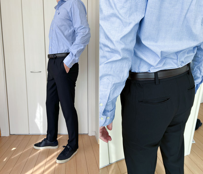 AUENCODEテーパードパンツ着画