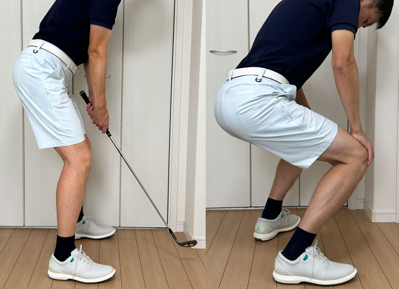 DoCLASSEゴルフ｜アイステックスゴルフパンツショート丈ストレッチ性検証画像