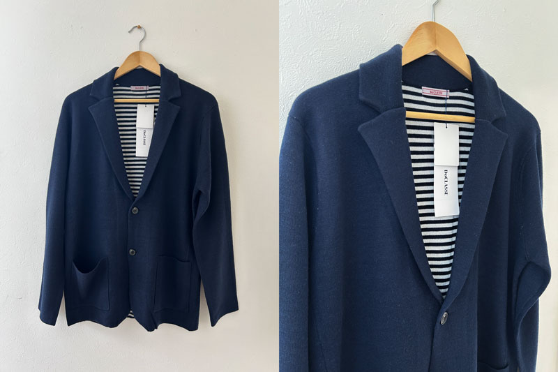 ドゥクラッセメンズ二重編みニットジャケット吊るした状態