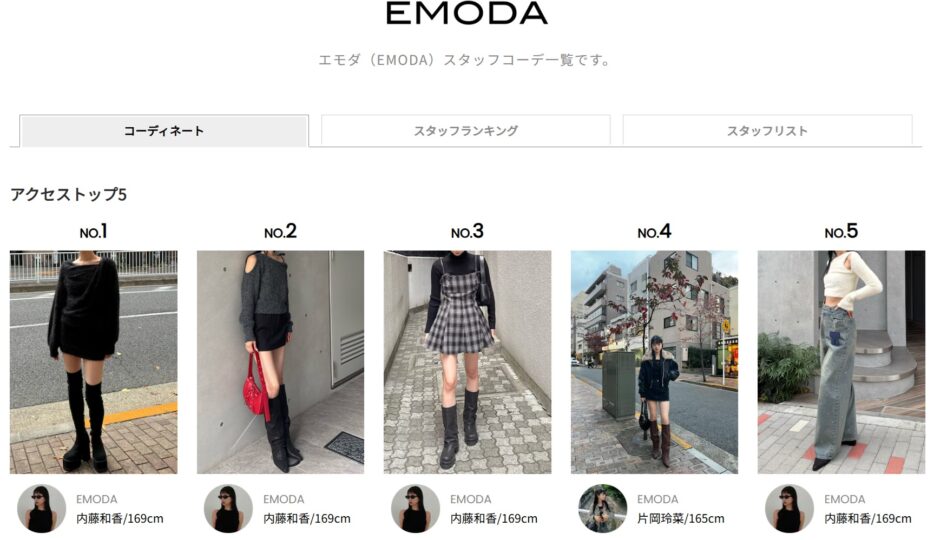 EMODAのスタッフコーデ2025年12月