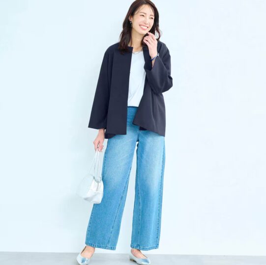 ベルメゾンのきれいめカジュアルママコーデ